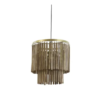 Lustră maro cu abajur din lemn Gularo – Light & Living