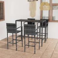 Gossi set mobilier bar de gradina, 5 piese, gri, poliratan