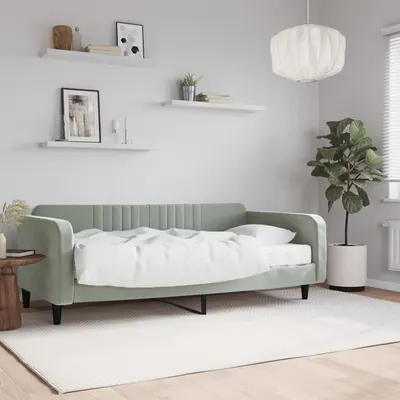 vidaXL Pat de zi cu saltea, gri deschis, 100x200 cm, catifea