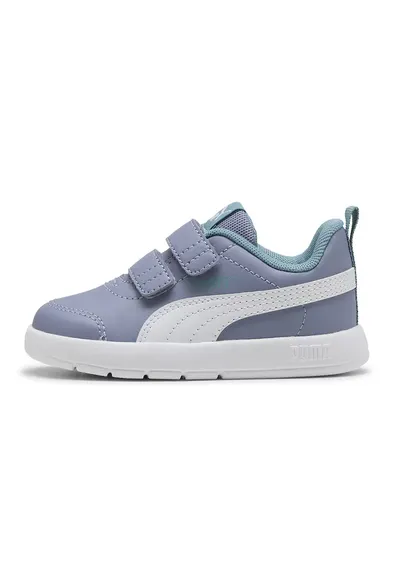 Pantofi sport Courtflex din piele ecologica cu velcro - Albastru inchis/Alb murdar/Albastru petrol