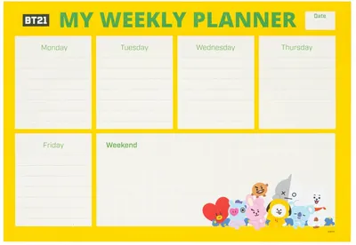 Planner saptamanal - BT21, A4, 54 pagini
