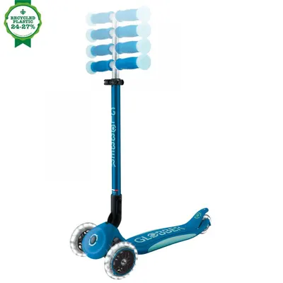 Trotineta pentru copii Globber Elite Glow Albastru, ghidon ajustabil 4 nivele, pliabila, rulmenti ABEC 9