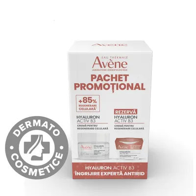 Pachet Crema pentru regenerare celulara Hyaluron Activ B3 50ml + Rezerva 50ml, Avene