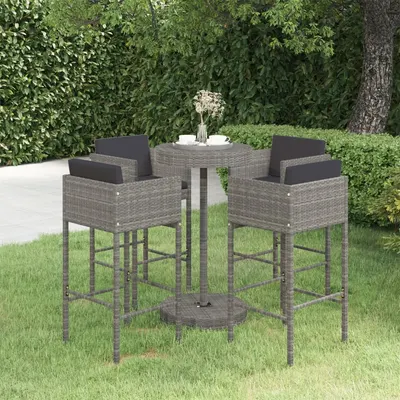 Gossi set mobilier bar de gradina cu perne, 5 piese, gri, poliratan