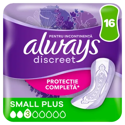 Absorbante pentru incontinenta urinara Discreet Small Plus, 16 bucati, Always