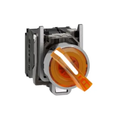 Comutator selector complet iluminat portocaliu Ø22 ramanere in 2 pozitii, 24V