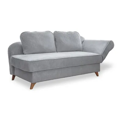 Șezlong gri deschis cu tapițerie din catifea reiată (cu colț pe partea dreaptă) Chic Charlotte – Miuform