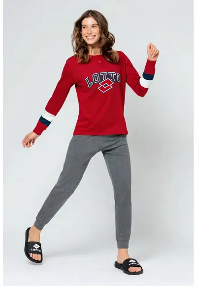 Pijama dama LP6106 - set 2 piese din bumbac - Rosu/Gri