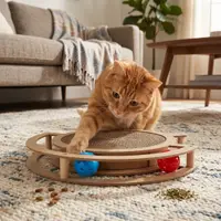 Sisal pentru pisici, cu 2 biluțe, formă rotundă, 39x38.5x5 cm, colecția Cats
