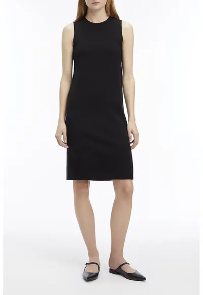 Rochie mini din amestec de lana - fara maneci - Negru