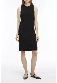 Rochie mini din amestec de lana - fara maneci - Negru