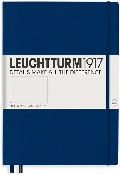 Caiet Leuchtturm1917 Master Classic - A4+, pagini albe, albastru
