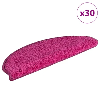vidaXL Covorașe pentru scări, 30 buc., 65x21x4 cm, roz, semirotunde, mari