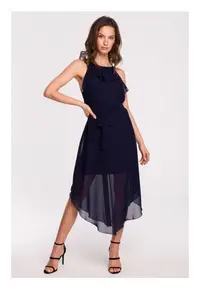 Rochie legata in jurul gatului - albastru marin - XXL