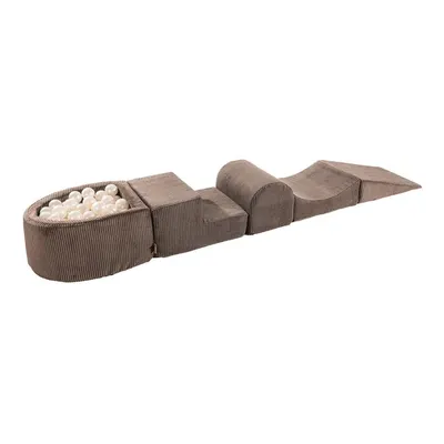 Teren de joacă din spumă maro 5 buc. din catifea reiată înălțime 30 cm 250x45 cm Montessori – Meowbaby