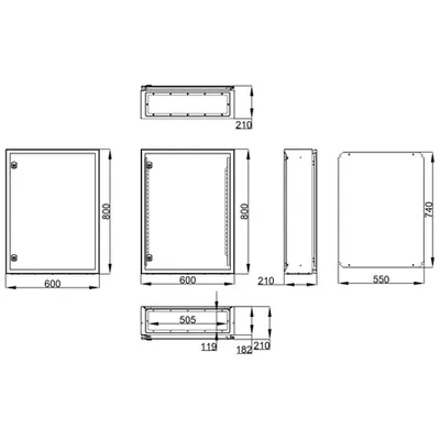 Cofret metal o usa IP65 800x600x210 mm
