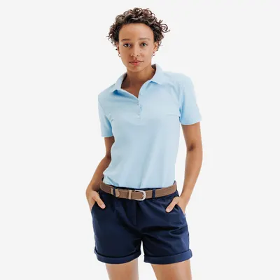 Tricou Polo bumbac și poliester golf MW500 Albastru Damă