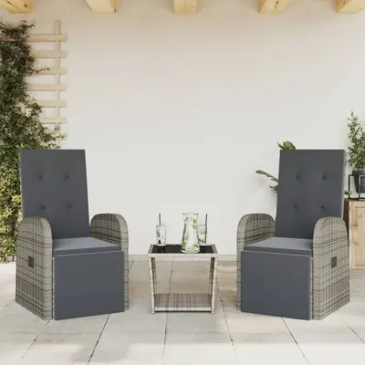 Gossi set mobilier de gradina cu perne, 3 piese, gri, poliratan