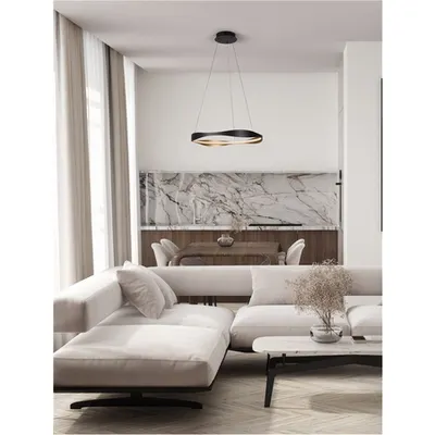 Lampa suspendata DOBI Nisipiu Negru & Auriu Aluminiu & Acrylic LED 32W 220-240V 1192Lm 2700-5000K IP20 Dimabil cu remote control