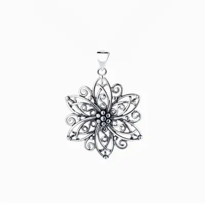 Pandantiv argint 925, JW1595, model floare, placat cu rodiu