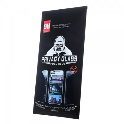 Folie de protectie Ecran Privacy OEM pentru Apple iPhone 17e / 16e / 14 / 13 Pro, Sticla Securizata, Full Glue