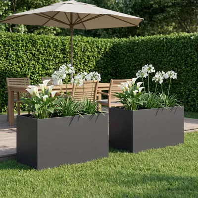 vidaXL Vază pentru Grădină 2 buc. Negru 80 x 50 x 50 cm