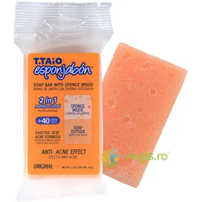 Burete de Baie si Sapun Incorporat cu Efect Anti-Acnee 120g