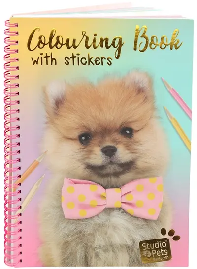 Studio Pets Carte de colorat cu autocolante - A5, Puppy Pompon