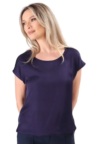 Bluza eleganta lejera din viscoza satinata BJV-ELB - Bleumarin