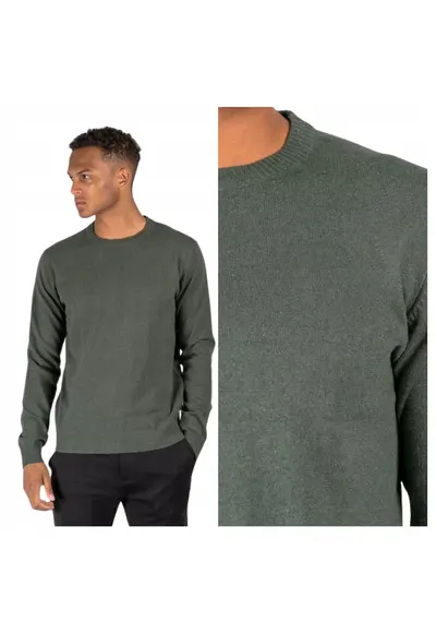 Pulover Barbati - Strik Dustin - Regular Fit - Maneci Lungi - 70% Bumbac - 30% Poliester - Fara Inchidere - Design Simplu - Fara Buzunare - Verde - Verde