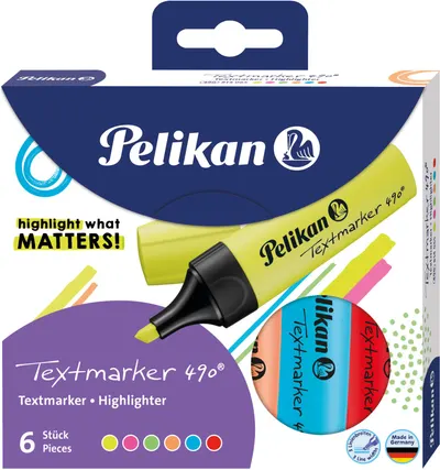 Set de markere text Pelikan 490 - 6 buc, neon