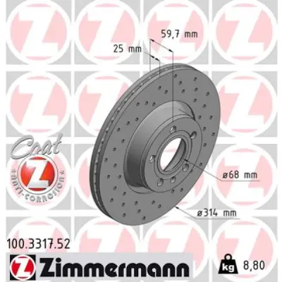 Disc frana ZIMMERMANN 100.3317.52