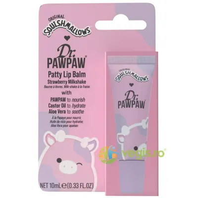 Balsam de Buze cu Extract de Papaya, UIei de Ricin si Aloe Vera cu Aroma de Milkshake de Capsuni 10ml
