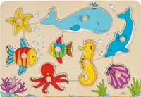 Puzzle din lemn pentru copii cu mânere Goki - Seabed