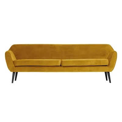 Canapea din catifea WOOOD Rocco, 230 cm, galben