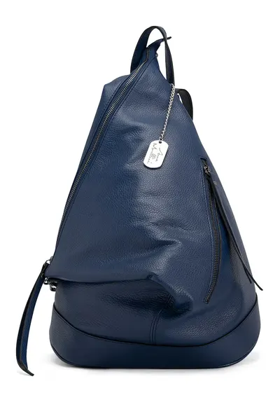 Rucsac din piele in forma de triunghi Aureliana - Albastru inchis