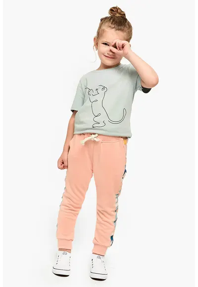 Pantaloni sport cu snur in talie - Piersica