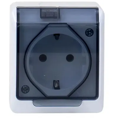 Priza Simpla cu Capac Transparent Hermes, 16 A/250, IP44