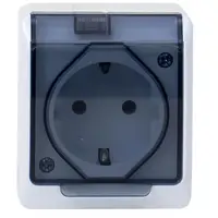Priza Simpla cu Capac Transparent Hermes, 16 A/250, IP44