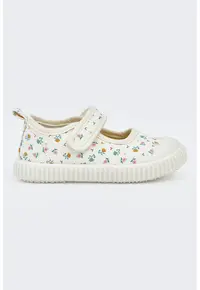 Pantofi Mary Jane cu imprimeu floral - Alb fildes/Verde persan/Galben mustar