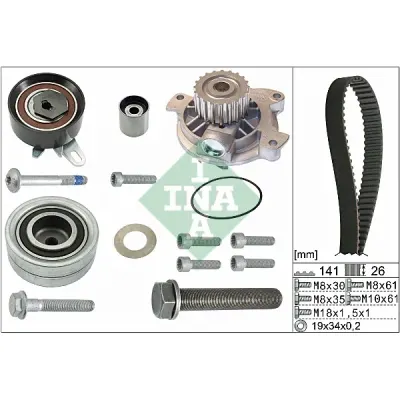 Set pompa apa+curea dintata INA 530 0482 30