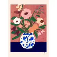 Poster 30x40 cm Flowers on Blue Table – Carla Llanos – The Poster Club