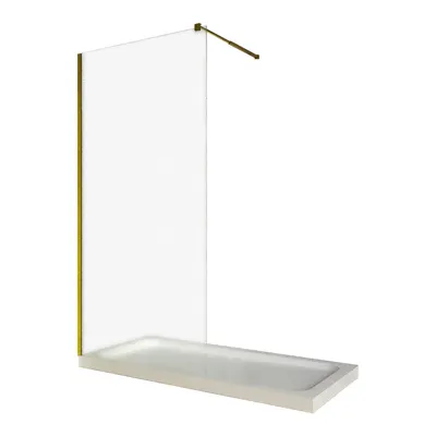 Paravan dus walk in / Perete dus sticla sablata 8 mm profil auriu tija extensibila 90 x 200 cm