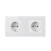 Priza Techstar® Crystal TS2, Dubla, Sticla Securizata, Culoare Alb Frost, 16A