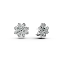 Cercei trifoi din aur alb cu diamante de 1.68ct