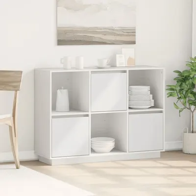 vidaXL Servantă, alb, 110,5x35x80 cm, lemn masiv de pin