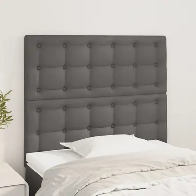 vidaXL Tăblie de pat gri 80x5x118/128 cm piele ecologică