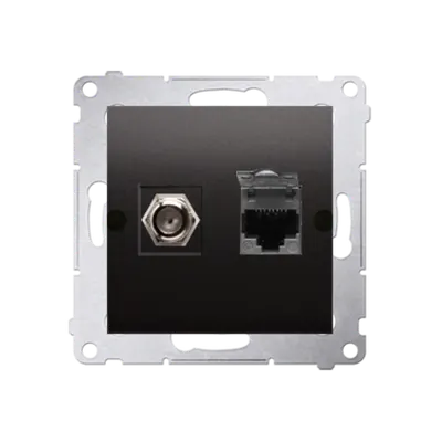 Priza TV tip F+ RJ45 cat 6, antracit metalic