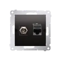Priza TV tip F+ RJ45 cat 6, antracit metalic