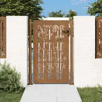 vidaXL Poartă de grădină 100x125 cm, oțel corten, design bambus